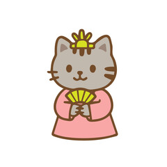 Royal Cat Character with Fan