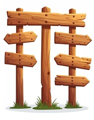 Fototapeta premium Three weathered wooden signs with directional arrows