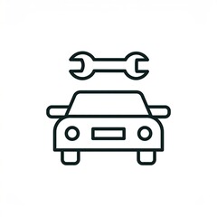 Obraz premium Car with wrench, simple icon