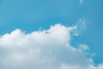 ふわふわした薄い雲と夏のようなさわやかな青空　風に流れる雲と美しい天気 秋の空	