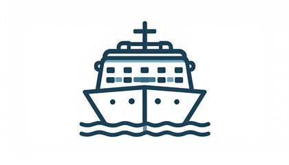 Obraz premium Simple line art cruise ship