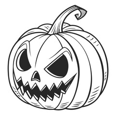 Spooky carved jack o lantern with a sinister face perfect for halloween celebrations