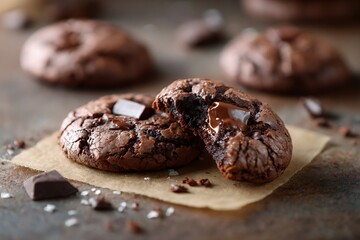 Fototapeta premium Close Up of Gooey Brownie Soft Cookies