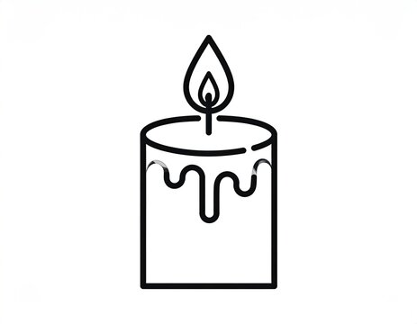 Simple black line drawing of a lit candle (1)