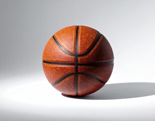 Single, aged orange basketball on white