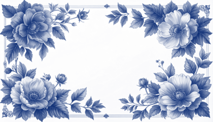 クラシックなペン画フラワー枠デザイン｜Classic Pen Drawing Floral Frame Design