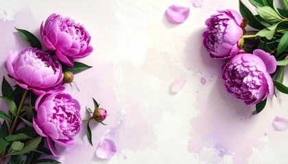 Delicate pink peonies on pastel background