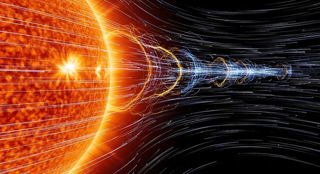 Solar flare magnetic field lines sun corona space weather event