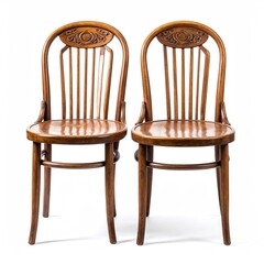 Two antique wooden chairs with carved backs