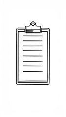 Simple black and white clipboard with lined paper