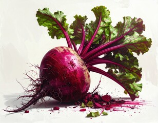 Vibrant beet root with leaves