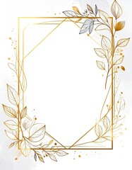Gold geometric frame with delicate leaves
