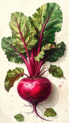 Vibrant beet root with lush leaves