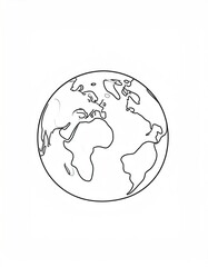 Simple black and white line drawing of Earth (1)