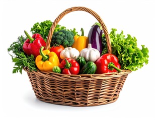 Colorful wicker basket overflowing with fresh vegetables (2)