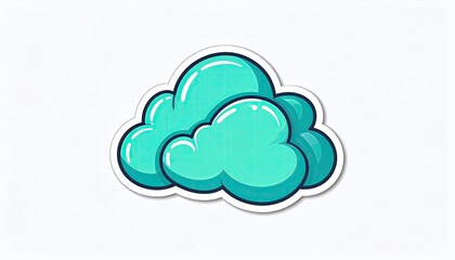 Teal cartoon cloud sticker (4)