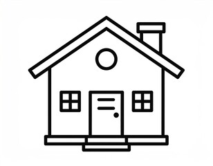 Simple, outlined illustration of a house