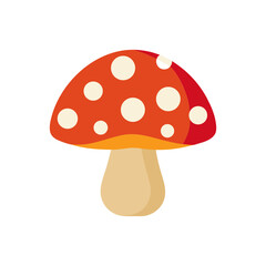 Mushroom with Spotted Cap Vector Drawing