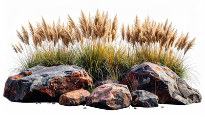 Rocks & grasses, isolated