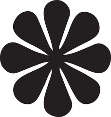 Simple black silhouette of a flower with eight petals