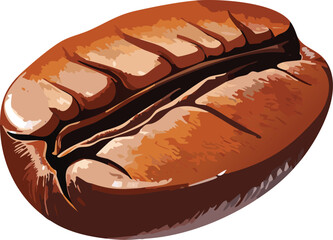 Vector image of coffee bean with realistic highlights, encouraging food appreciation and artistic engagement

