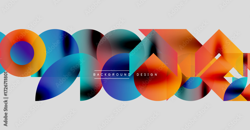 Poster abstract colorful shapes overlap, creating dynamic visual texture. modern design elements suggest fl