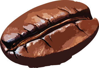 Digital illustration of roasted coffee bean with groove, inspiring youth to explore food and visual arts
