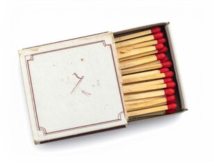 Open matchbox with wooden matches