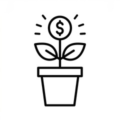 Money plant icon, simple design