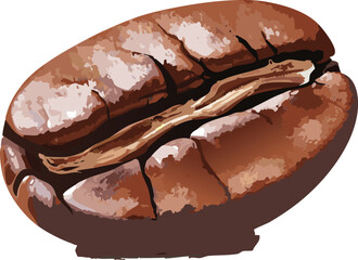 Coffee bean artwork with shiny texture and groove, promoting food awareness and artistic storytelling

