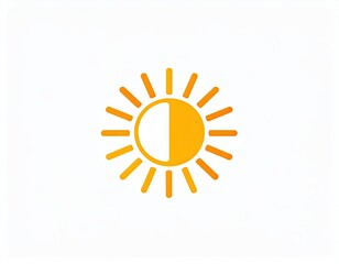 Half sun graphic, orange and white