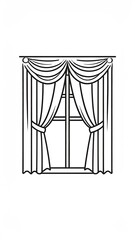 Simple drawing of window with drapes