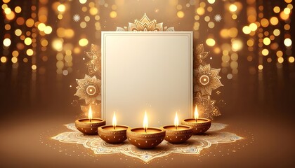 traditional golden happy diwali background with diya image or text space
