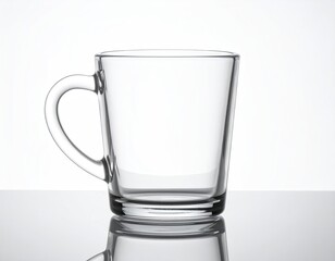 Empty clear glass mug on a light background