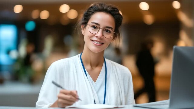 Professional physician using a desktop computer in a hospital setting, entering patient information into an electronic health record EHR system, hospital workflow, medical documen