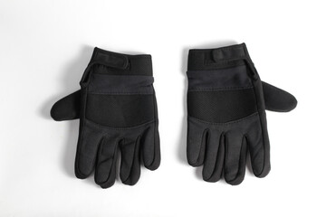 black motorcycle gloves isolated on white background