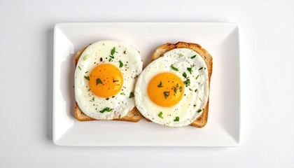Two fried eggs on toasted bread
