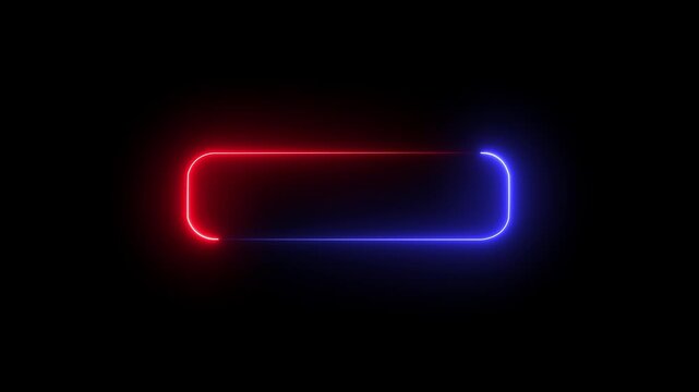 Neon Glowing Frame &ndash; Rounded Rectangle with Futuristic Blue and Red Light, Transparent Background, Linear Design for Banner, Ad, or Overlay Use