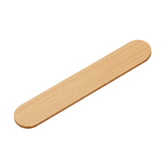 A single, light brown wooden craft stick with rounded ends, isolated on a white background, often used for crafts or medical purposes.