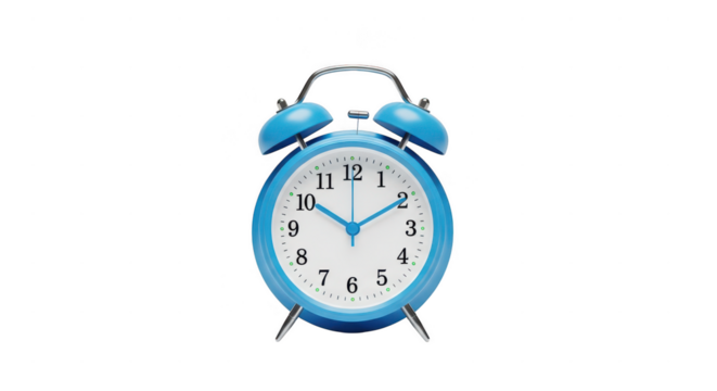 Retro blue twin bell alarm clock isolated on transparent background - Powered by Adobe