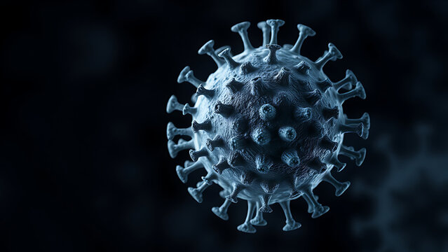 A realistic and highly detailed micrograph of herpes simplex virus type 2 (HSV-2). 