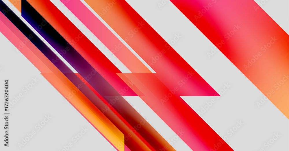 Poster abstract composition featuring vibrant diagonal lines. colors blend, creating dynamic visual effect.