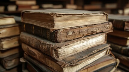 Fototapeta premium a stack of old books sitting on top of each other