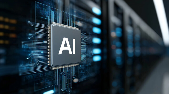 AI microchip in a server room