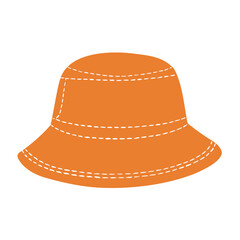 Simple Orange Bucket Hat with White Stitching Vector Illustration