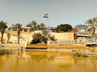 Obraz premium Baptism Site, Jordan River, Jordan, sacred, pilgrimage, Jesus, John the Baptist, baptism A sacred site where Jesus was baptized in the Jordan River