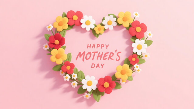 “Heart-Shaped Blooming Wreath Celebrating Mother’s Day” - Powered by Adobe