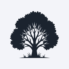 Naklejka premium Silhouetted tree with dense foliage and visible branching structure