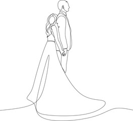 Drawing of a bride and groom. The happy couple is dancing.