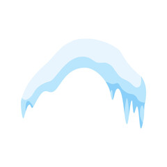 Set of isolated snowdrift and icicle, snow cap and snowball, snowflake decoration or ice template, frost shape and snowfall object, snowbank. Cartoon set of snow caps and icicles in various shapes.